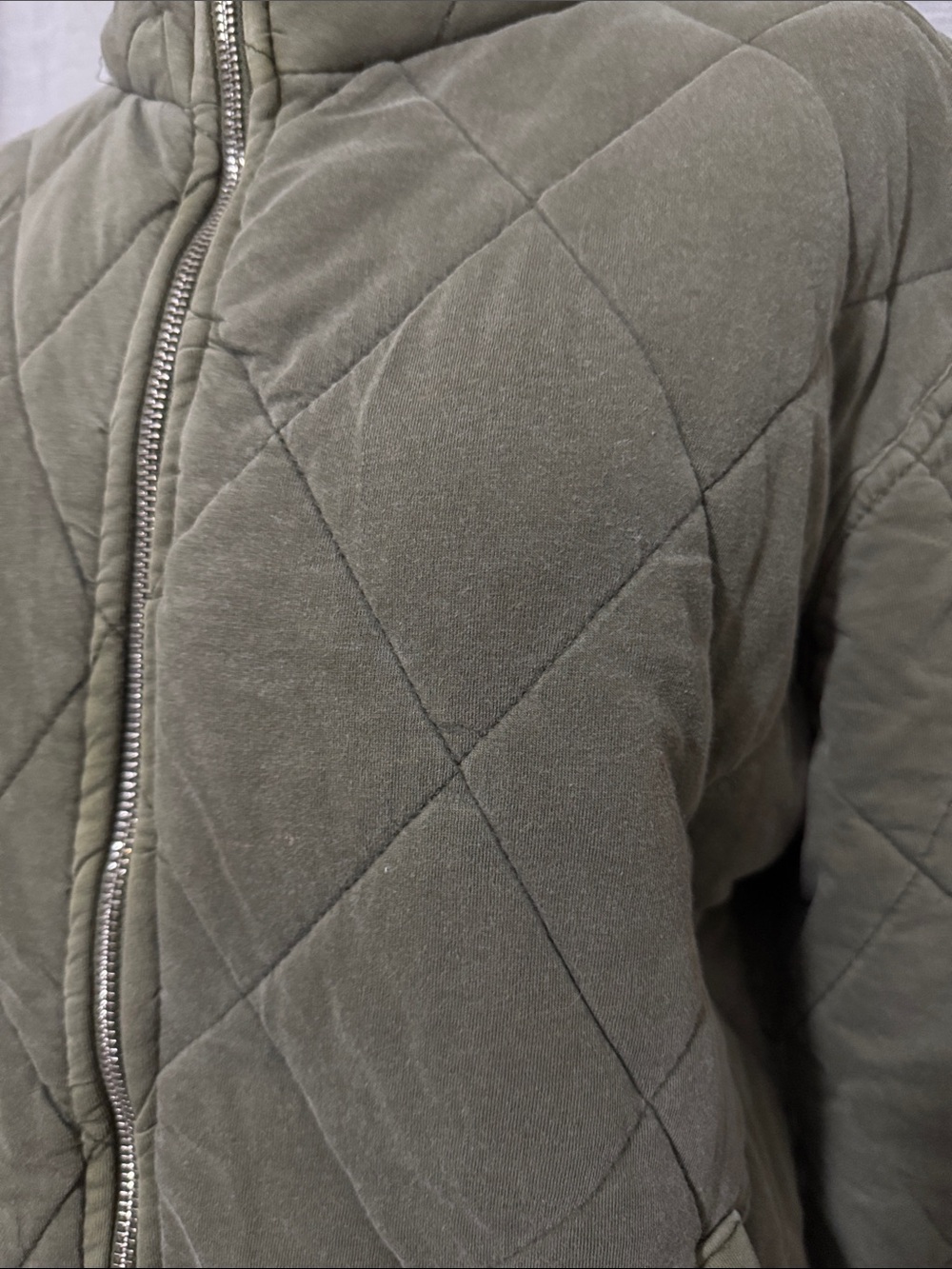 Wild Fable Bomber Style ZipUp Sweatshirt Jacket-Sz xs-Cotton-Olive Green-Quilted - Picture 3 of 15